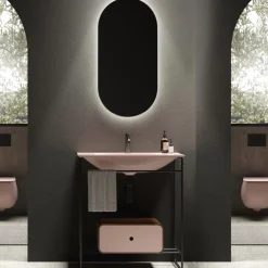 Viadurini Bathroom Badmöbel Stehend-Badezimmer-Komposition Waschbecken aus Keramik und Spiegel Made in Italy - Chantal