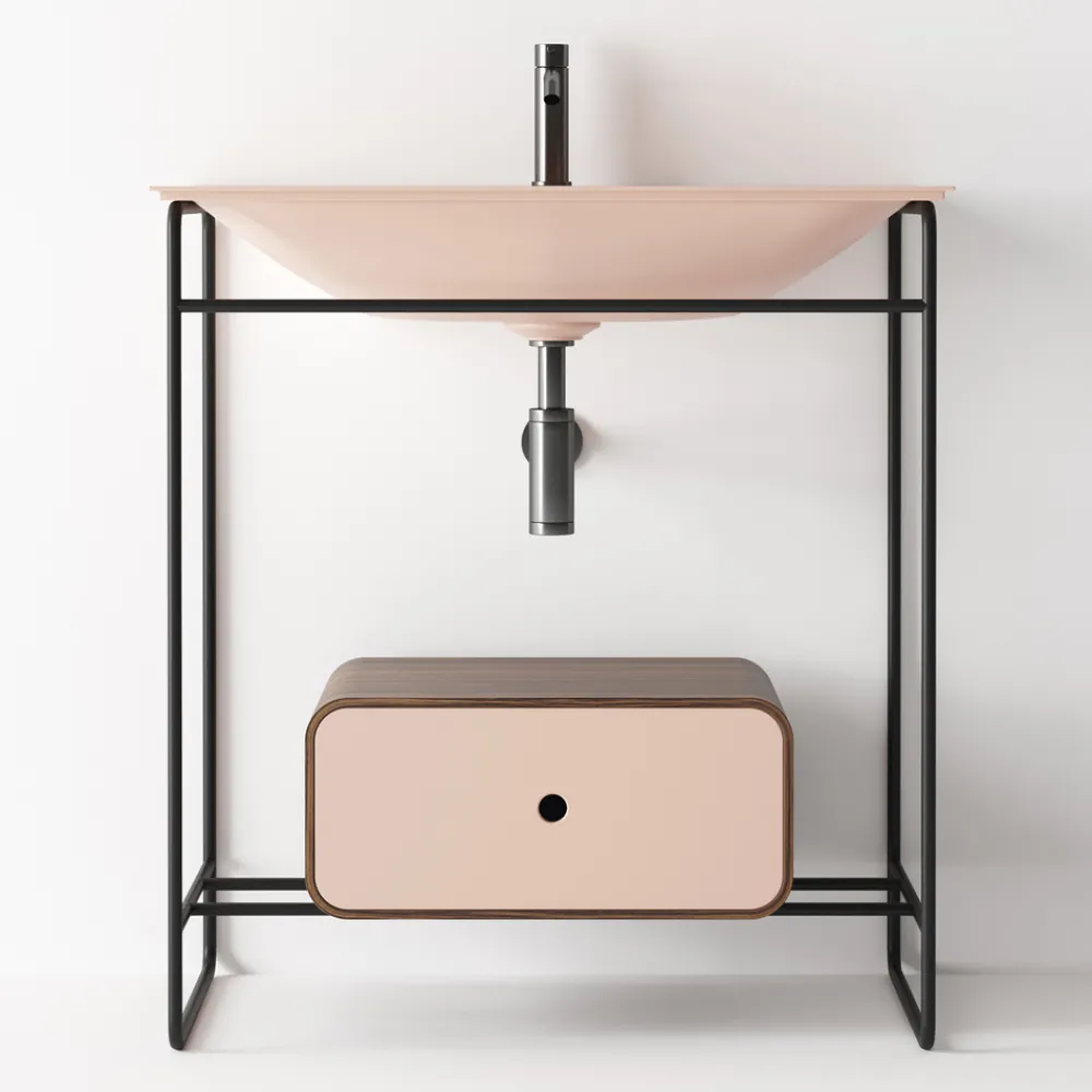 Viadurini Bathroom Badmöbel Stehend-Badezimmer-Komposition Waschbecken aus Keramik und Spiegel Made in Italy - Chantal