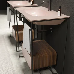 Viadurini Bathroom Badmöbel Stehend-Badezimmer-Komposition Waschbecken aus Keramik und Spiegel Made in Italy - Chantal