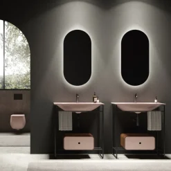 Viadurini Bathroom Badmöbel Stehend-Badezimmer-Komposition Waschbecken aus Keramik und Spiegel Made in Italy - Chantal