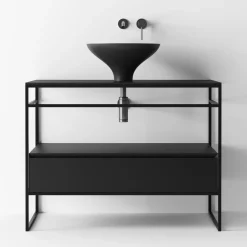 Viadurini Bathroom Badmöbel Stehend-Badezimmer-Komposition Waschbecken aus Keramik und Spiegel Made in Italy - Hoscar