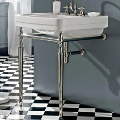 Viadurini Bathroom Keramikwaschbecken-Badezimmerkonsole L69 cm auf den Füßen aus weißer Vintage-Keramik, hergestellt in Italien - Marwa