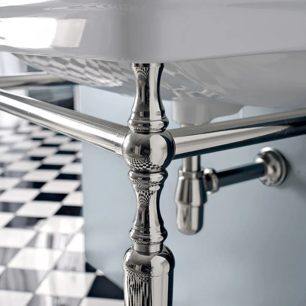 Viadurini Bathroom Keramikwaschbecken-Badezimmerkonsole L69 cm auf den Füßen aus weißer Vintage-Keramik, hergestellt in Italien - Marwa