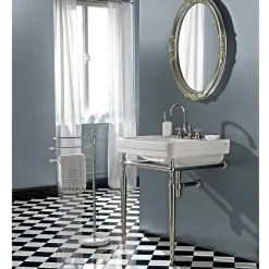 Viadurini Bathroom Keramikwaschbecken-Badezimmerkonsole L69 cm auf den Füßen aus weißer Vintage-Keramik, hergestellt in Italien - Marwa