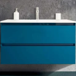Viadurini Bathroom Badmöbel Hängend-Badezimmerschrank 90 cm, Modernes Waschbecken und Spiegel - Becky