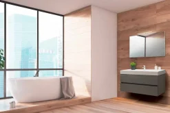 Viadurini Bathroom Badmöbel Hängend-Badezimmerschrank 120 cm, Spiegel und Waschbecken - Becky