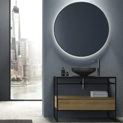 Viadurini Bathroom Badmöbel Stehend-Badezimmerschrank-Komposition mit Waschbecken, Sockel und Spiegel Made in Italy - Hoscar