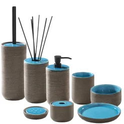 Viadurini Bathroom Badzubehör-Badezimmerzubehör Zusammensetzung aus feuerfestem Ton Made in Italy - Antonella