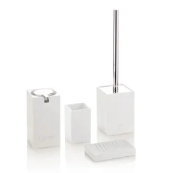 Viadurini Bathroom Badzubehör-Badezimmerzubehör Zusammensetzung aus Polyresin mit verchromten Einsätzen - Freccia