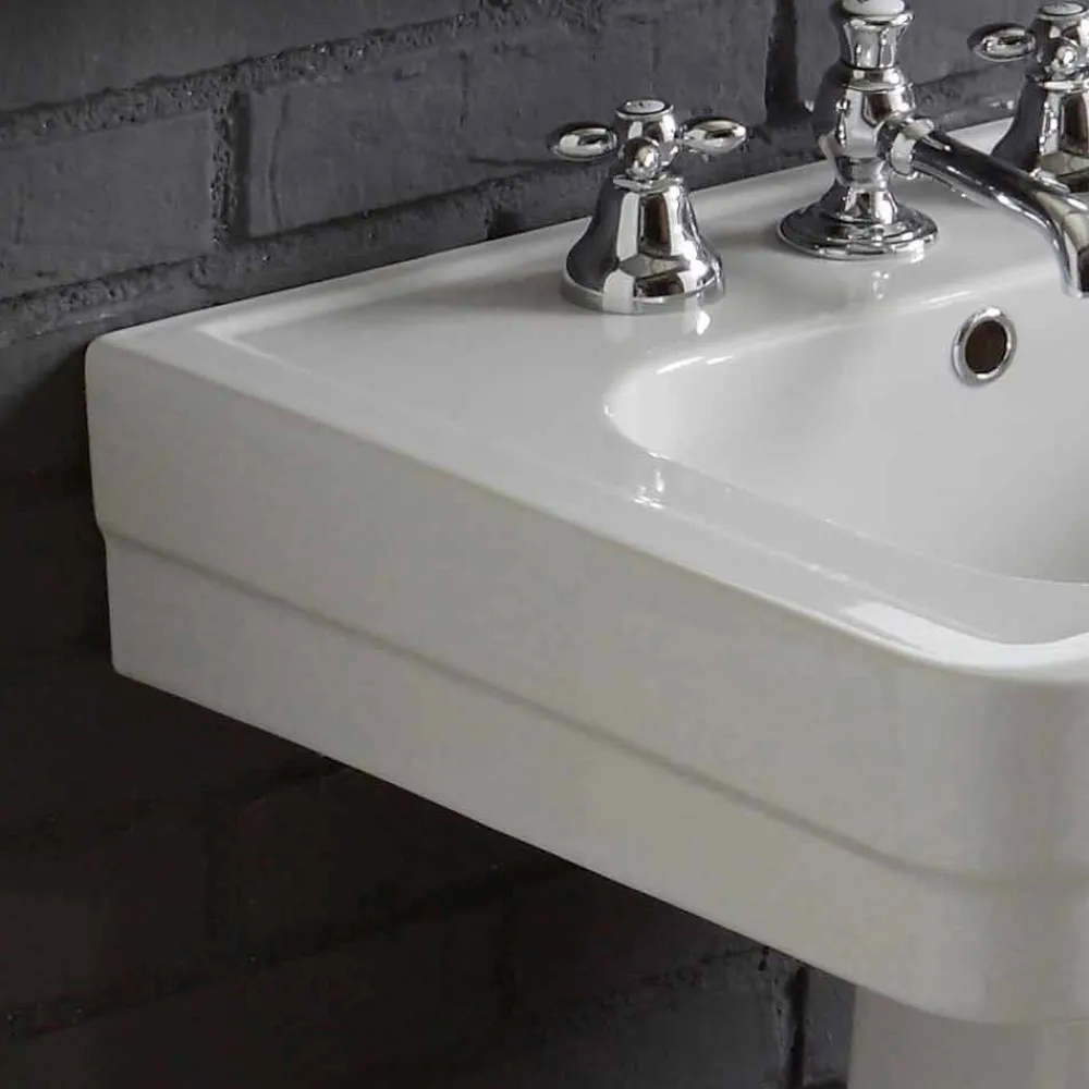 Viadurini Bathroom Badmöbel Stehend-Badezimmerzusammensetzung Waschbecken auf Säule aus weißer Keramik Vintage Ania