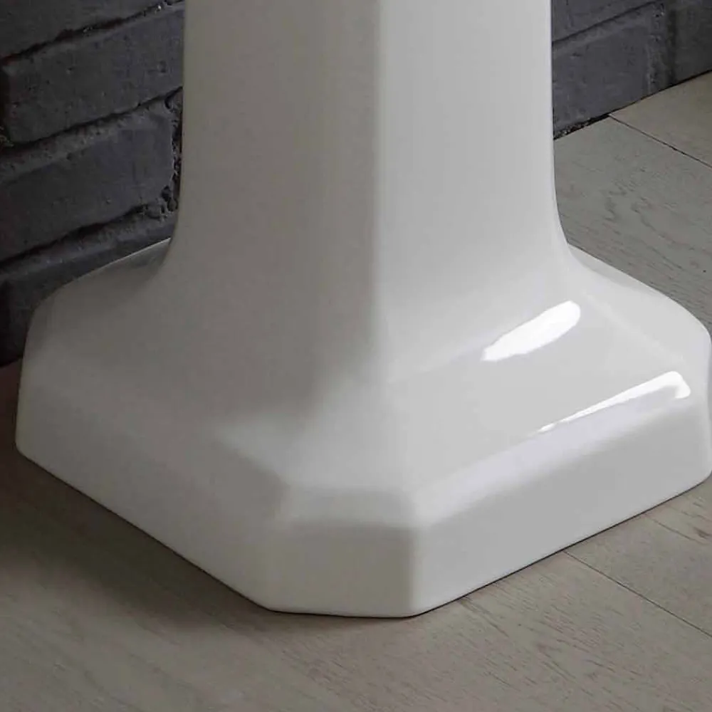 Viadurini Bathroom Badmöbel Stehend-Badezimmerzusammensetzung Waschbecken auf Säule aus weißer Keramik Vintage Ania