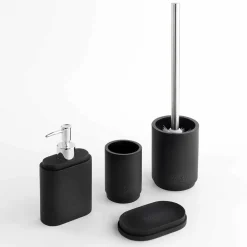 Viadurini Bathroom Badzubehör-Badzubehörset aus mattschwarzem Harz - Pareo