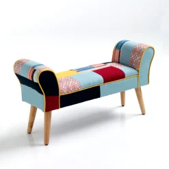 Viadurini Living Moderne Wohnzimmerbank-Bank mit Stoffbezug in Patchwork-Technik – Bromo