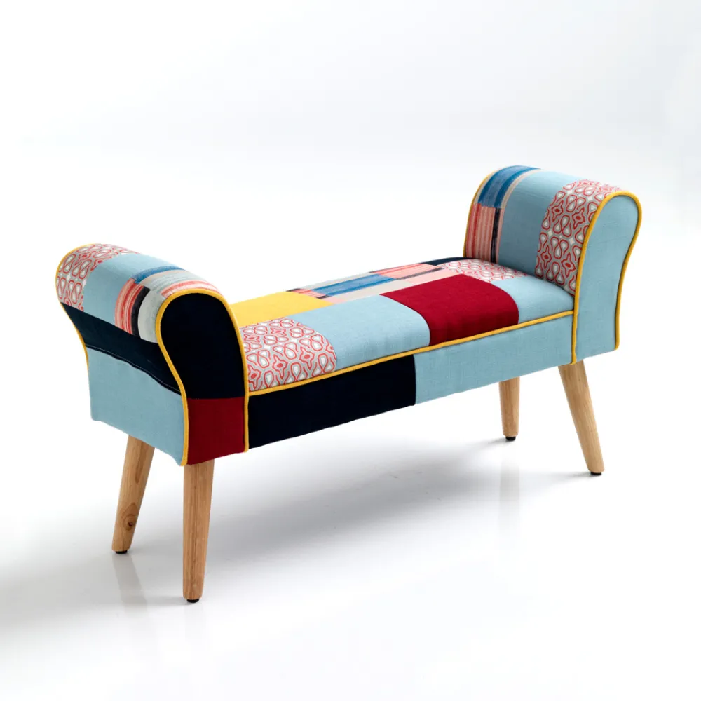 Viadurini Living Moderne Wohnzimmerbank-Bank mit Stoffbezug in Patchwork-Technik – Bromo