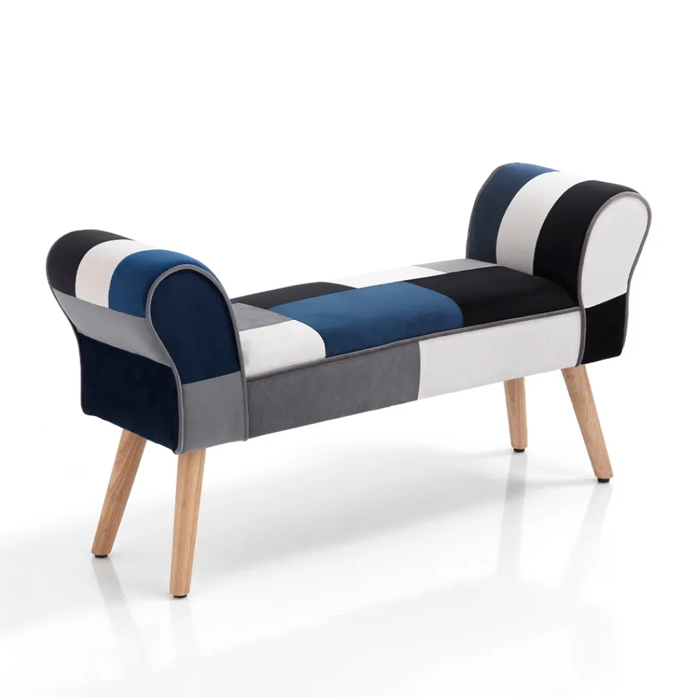 Viadurini Living Moderne Wohnzimmerbank-Bank mit Stoffbezug in Patchwork-Technik – Bromo