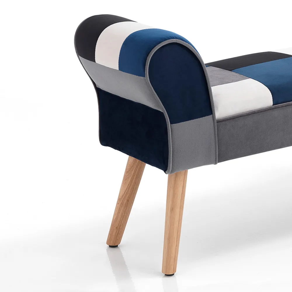 Viadurini Living Moderne Wohnzimmerbank-Bank mit Stoffbezug in Patchwork-Technik – Bromo