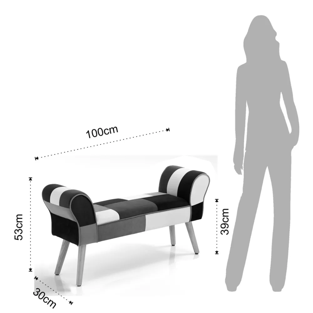 Viadurini Living Moderne Wohnzimmerbank-Bank mit Stoffbezug in Patchwork-Technik – Bromo