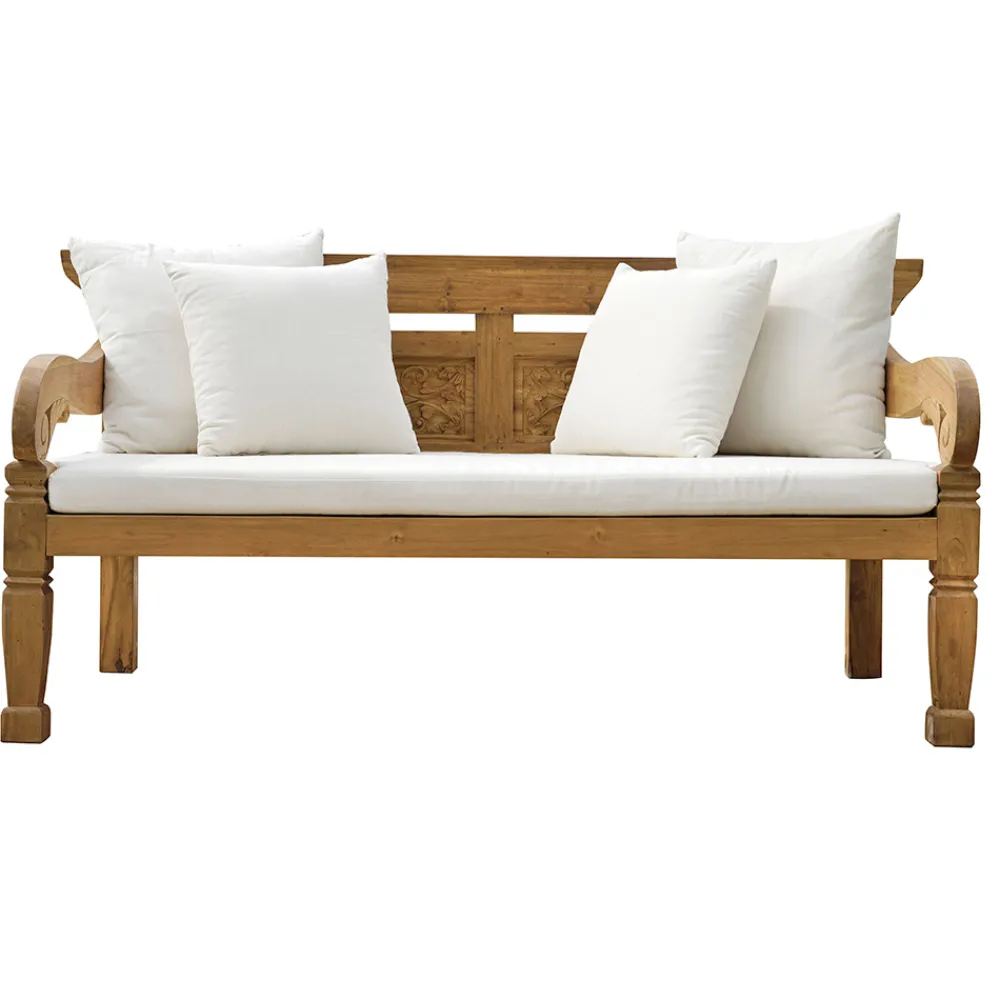 Viadurini in the Garden Gartenbänke-Bank 210x112 cm aus recyceltem Teakholz mit Kissen - Mammolo