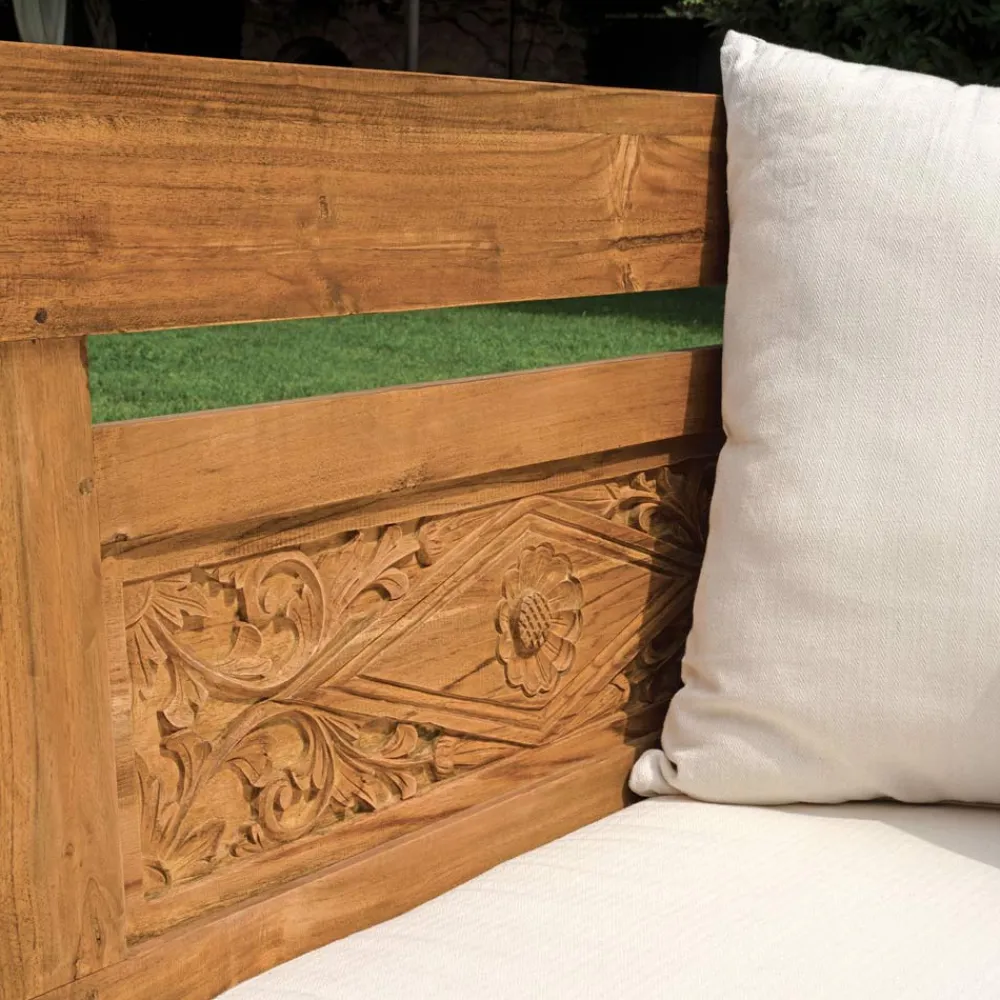 Viadurini in the Garden Gartenbänke-Bank 210x112 cm aus recyceltem Teakholz mit Kissen - Mammolo