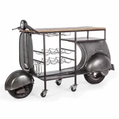 Viadurini Living Konsolentisch Flur-Bar Console aus Mangoholz und Vespa aus Stahl mit modernem Design - Schalotte