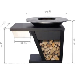 Viadurini in the Garden Holzofengrill-Barbecue mit Feuerbetrieb, Kochplatte und Holzhalterung - Giorgione