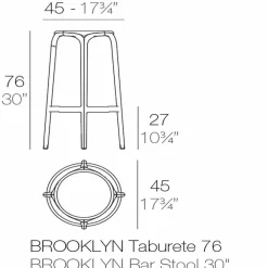Vondom Outdoor Hocker-Barhocker Brooklyn von aus Polypropylen mit Glasfaser, 4 Stück