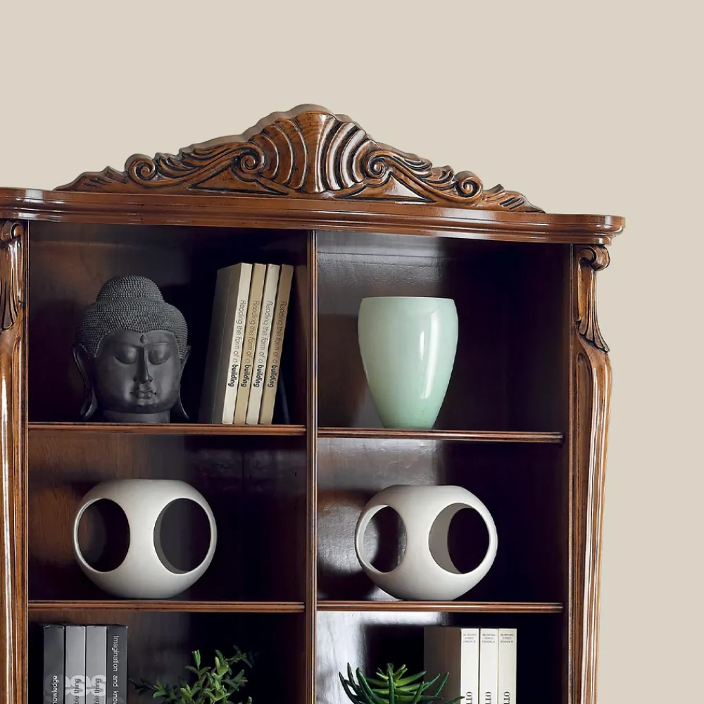 Viadurini Classic Moderne Design Bücherregale-Bücherregal aus Bassano-Walnussholz mit Intarsien und Türen Made in Italy - Commodo