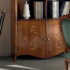 Viadurini Classic Moderne Design Bücherregale-Bücherregal aus Bassano-Walnussholz mit Intarsien und Türen Made in Italy - Commodo