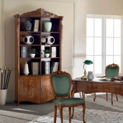 Viadurini Classic Moderne Design Bücherregale-Bücherregal aus Bassano-Walnussholz mit Intarsien und Türen Made in Italy - Commodo