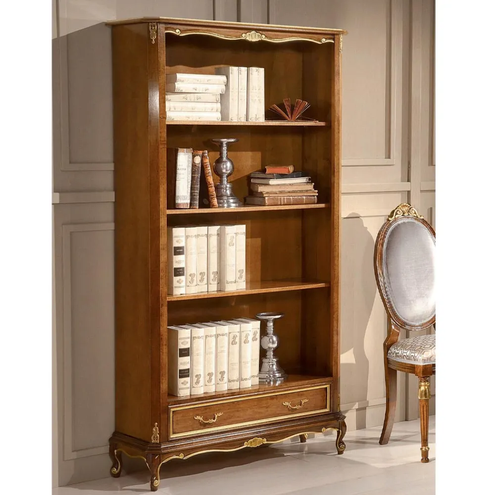 Viadurini Classic Moderne Design Bücherregale-Bücherregal aus Walnussholz im klassischen Stil mit Schublade Made in Italy - Ronald