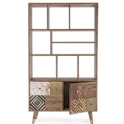 Viadurini Living Moderne Design Bücherregale-Bücherregal für Wohnzimmer aus Mangoholz und recycelten Homemotion-Türen - Auriel