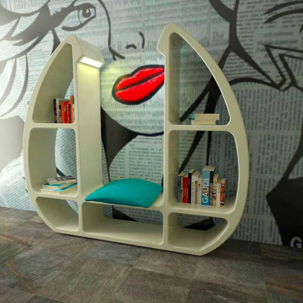 Viadurini Design Moderne Design Bücherregale-Bücherregal in modernem Design aus Solid Surface® Shelley Made in Italy