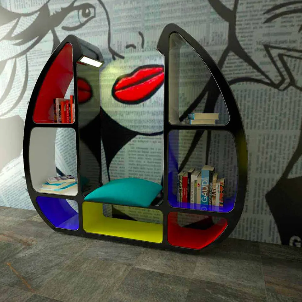 Viadurini Design Moderne Design Bücherregale-Bücherregal in modernem Design aus Solid Surface® Shelley Made in Italy