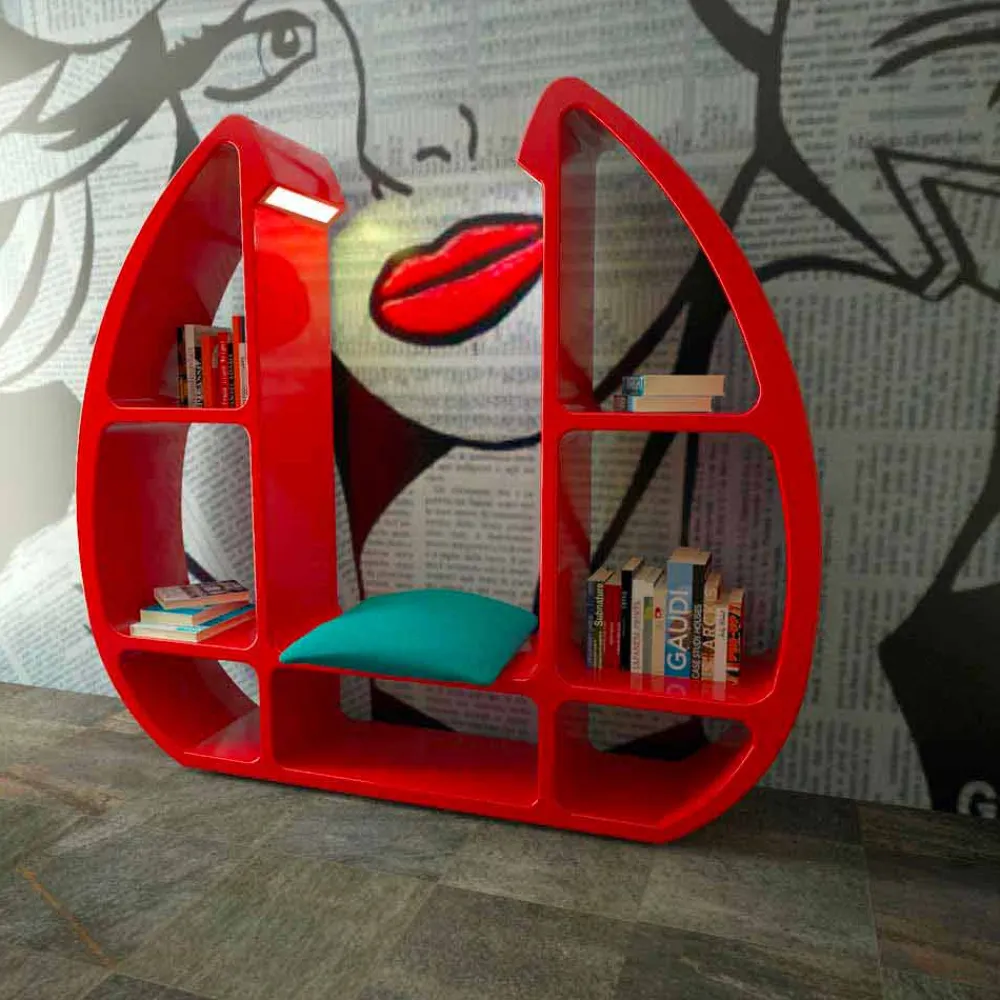 Viadurini Design Moderne Design Bücherregale-Bücherregal in modernem Design aus Solid Surface® Shelley Made in Italy