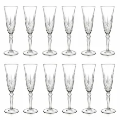 Viadurini Kitchen Italienisches Kristallgeschirr-Becherflöte Ökologisches Kristallglas für Champagner 12 Stück - Cantabile