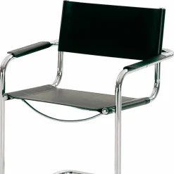 Viadurini Living Bürostühle-Besprechungsstuhl aus schwarzem Leder und Metall - Cirillo