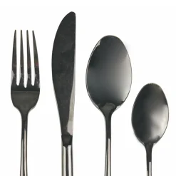 Viadurini Kitchen Besteck Set-Besteckset aus glänzendem schwarzem Stahl rundes Design 24-teilig - Tropfen