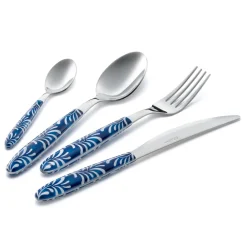 Viadurini Kitchen Besteck Set-Besteckset aus Stahl und Kunststoff Blau oder Weiß Dekoration 24-tlg. - Alessandra