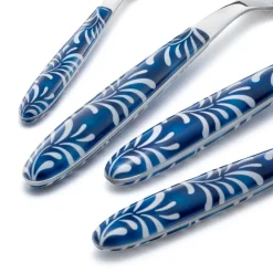 Viadurini Kitchen Besteck Set-Besteckset aus Stahl und Kunststoff Blau oder Weiß Dekoration 24-tlg. - Alessandra