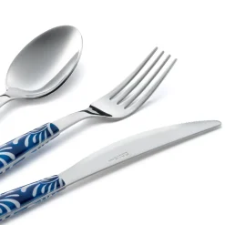 Viadurini Kitchen Besteck Set-Besteckset aus Stahl und Kunststoff Blau oder Weiß Dekoration 24-tlg. - Alessandra