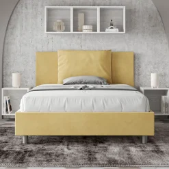 Viadurini Night Design Polsterbetten 120X190-Bett 140x200 cm Kopfteil mit Mikrofaserkissen Made in Italy - Olympics