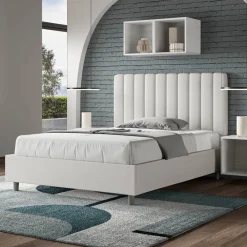 Viadurini Night Design Polsterbetten 120X190-Bett 140x200 cm Kopfteil mit symmetrischen vertikalen Linien Made in Italy - Glove