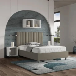 Viadurini Night Design Polsterbetten 120X190-Bett 140x200 cm Kopfteil mit symmetrischen vertikalen Linien Made in Italy - Glove