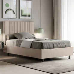 Viadurini Night Design Polsterbetten 120X190-Bett 140x200 cm mit Kopfteil verziert mit vertikalen Linien Made in Italy - Pattini