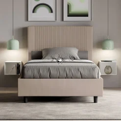 Viadurini Night Design Polsterbetten 120X190-Bett 140x200 cm mit Kopfteil verziert mit vertikalen Linien Made in Italy - Pattini