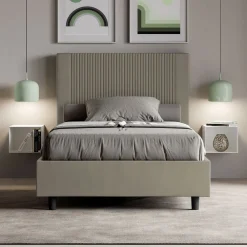 Viadurini Night Design Polsterbetten 120X190-Bett 140x200 cm mit Kopfteil verziert mit vertikalen Linien Made in Italy - Pattini