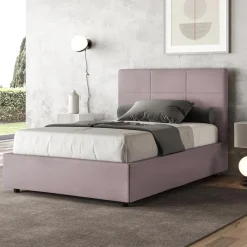 Viadurini Night Design Polsterbetten 120X190-Bett 140x200 cm mit rechteckigem Kopfteil aus Mikrofaser Made in Italy - Brina