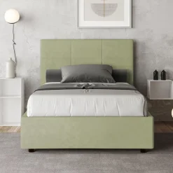 Viadurini Night Design Polsterbetten 120X190-Bett 140x200 cm mit rechteckigem Kopfteil aus Mikrofaser Made in Italy - Brina