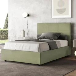 Viadurini Night Design Polsterbetten 120X190-Bett 140x200 cm mit rechteckigem Kopfteil aus Mikrofaser Made in Italy - Brina