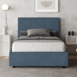 Viadurini Night Design Polsterbetten 120X190-Bett 140x200 cm mit rechteckigem Kopfteil aus Mikrofaser Made in Italy - Brina